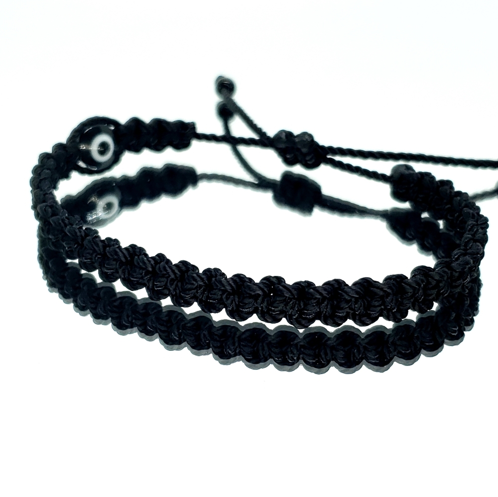 evil eye bracelet, good luck wristband, black string bracelet adjustable